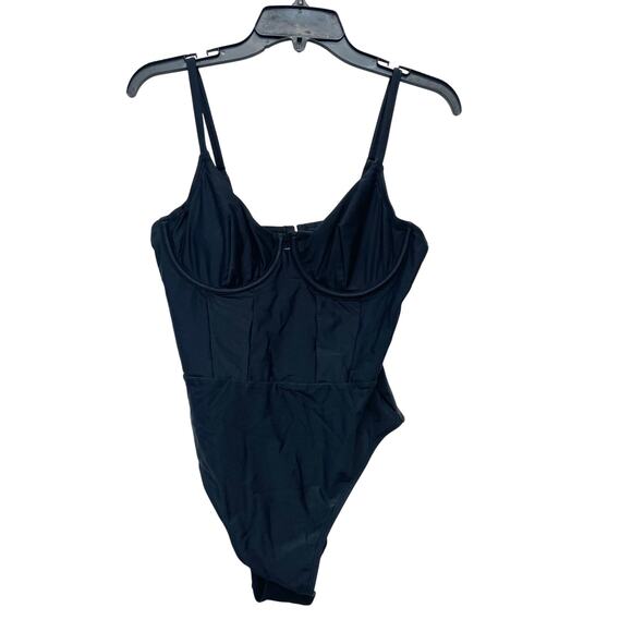 Cupshe Women's Black Cheeky Underwire Tummy Control One Piece Swimsuit Large - Picture 1 of 7